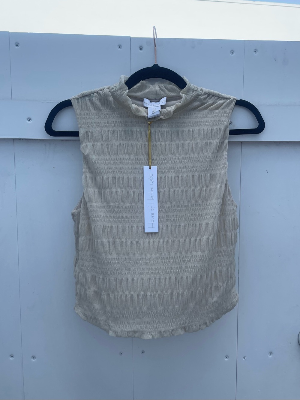 NWT House of Harlow 1960 Cream Mesh Top
